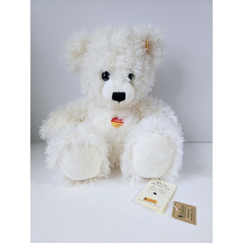 Steiff Teddy bear white w/ tags 111662‎ 9" fuzzy